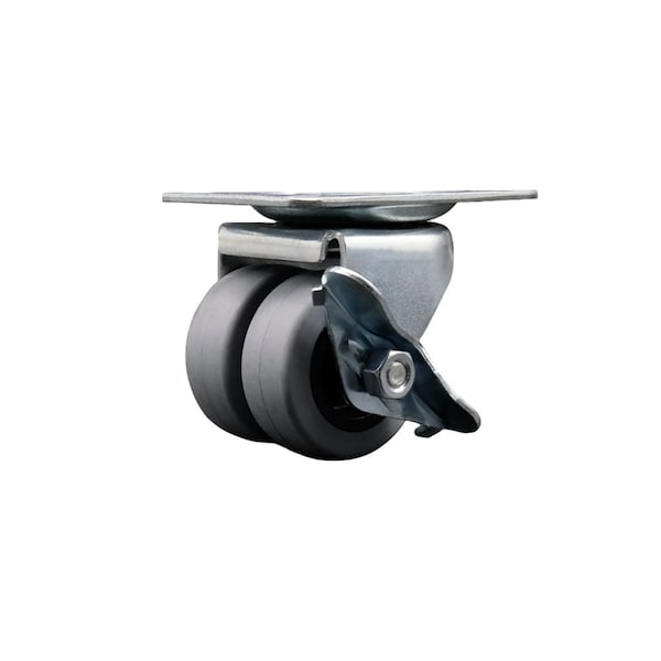 Low Profile Thermoplastic 2'' Dual Wheel Top Plate Swivel Caster with Brake